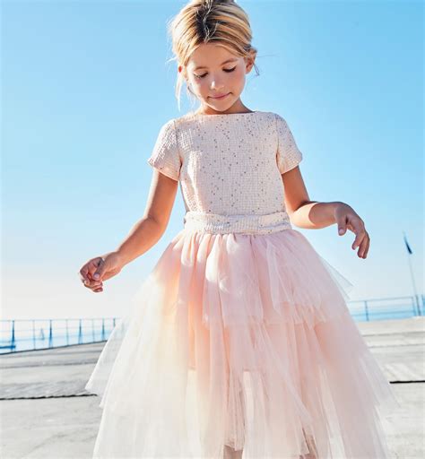 abito blu bambina di gucci con gonna tulle irregolare|Prêt.